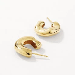 Organic Curve Hoops In Gold -Fashion Accessories Store organic curve hoops in gold medley jewellery earrings 41811191005414