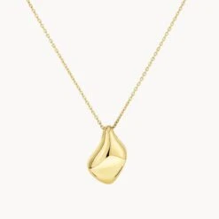 Organic Drop Pendant Necklace In Gold