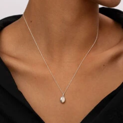Engravable Oval Mini Locket Necklace In Silver -Fashion Accessories Store oval mini silver locket necklace medley jewellery necklace 30588257206431