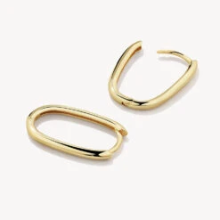Oval Paperclip Hoop Earrings In 10k Gold -Fashion Accessories Store oval paperclip hoop earrings in 10k gold medley jewellery earrings 39708375253222