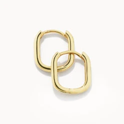 Oval Paperclip Huggie Earrings In 10k Gold -Fashion Accessories Store oval paperclip huggie earrings in 10k gold medley jewellery earrings 39708374794470