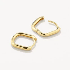 Oval Paperclip Huggie Earrings In 10k Gold -Fashion Accessories Store oval paperclip huggie earrings in 10k gold medley jewellery earrings 39708374827238