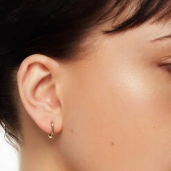 Oval Paperclip Huggie Earrings In 10k Gold -Fashion Accessories Store oval paperclip huggie earrings in 10k gold medley jewellery earrings 39724347752678