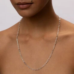 Paperclip Chain Necklace In Silver -Fashion Accessories Store paperclip chain necklace in silver medley jewellery shop now necklace 30781870637215