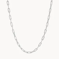 Paperclip Chain Necklace In Silver -Fashion Accessories Store paperclip chain necklace in silver medley jewellery shop now necklace 38219830690022