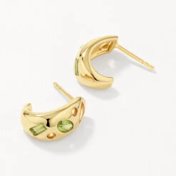 Peridot Multi Gemstone Curve Huggies In Gold -Fashion Accessories Store peridot multi gemstone curve huggies in gold medley jewellery earrings 42638470152422
