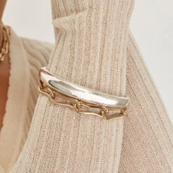 Pinched Paperclip Chain Bracelet In Gold -Fashion Accessories Store pinched paperclip chain bracelet in gold medley jewellery bangle bracelet 41246568382694