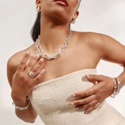 Pinched Paperclip Chain Necklace In Silver -Fashion Accessories Store pinched paperclip chain necklace in silver medley jewellery necklace 41881838092518