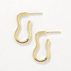Pinched Paperclip Hoop Stud Earrings In Gold -Fashion Accessories Store pinched paperclip hoop stud earrings in gold medley jewellery earrings 40461444120806