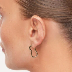 Pinched Paperclip Hoop Stud Earrings In Gold -Fashion Accessories Store pinched paperclip hoop stud earrings in gold medley jewellery earrings 40465245929702