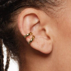 Plain Bar Hinge Ear Cuff Set In Gold -Fashion Accessories Store plain bar hinge ear cuff set in gold medley jewellery earrings 42638395441382