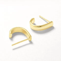 Plain Half Huggie Stud Earrings In 10k Gold -Fashion Accessories Store plain half huggie stud earrings in 10k gold medley jewellery earrings 40459423547622