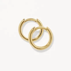 Plain Mini Huggie Earrings In 10k Gold