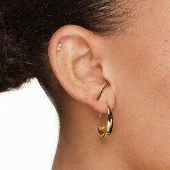 Plain Suspender Half Stud Earrings In Gold -Fashion Accessories Store plain suspender half stud earrings in gold medley jewellery earrings 41824208191718
