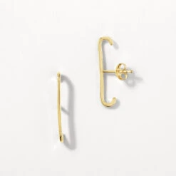 Plain Suspender Stud Earrings In Gold