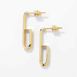 Plain U Shape Paperclip Hoop Stud Earrings In 10k Gold -Fashion Accessories Store plain u shape paperclip hoop stud earrings in 10k gold medley jewellery earrings 40459386716390