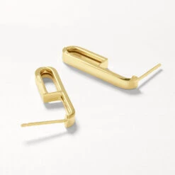 Plain U Shape Paperclip Hoop Stud Earrings In 10k Gold -Fashion Accessories Store plain u shape paperclip hoop stud earrings in 10k gold medley jewellery earrings 40459386781926