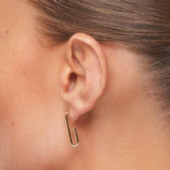 Plain U Shape Paperclip Hoop Stud Earrings In 10k Gold -Fashion Accessories Store plain u shape paperclip hoop stud earrings in 10k gold medley jewellery earrings 40459387535590