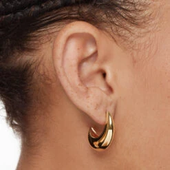 Puff Dome Hoop Stud Earrings In Gold -Fashion Accessories Store puff dome hoop stud earrings in gold medley jewellery earrings 42638551023846