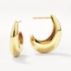Puff Dome Hoop Stud Earrings In Gold