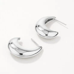 Puff Dome Hoop Stud Earrings In Silver -Fashion Accessories Store puff dome hoop stud earrings in silver medley jewellery earrings 42638598078694