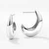 Puff Dome Hoop Stud Earrings In Silver