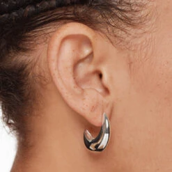 Puff Dome Hoop Stud Earrings In Silver -Fashion Accessories Store puff dome hoop stud earrings in silver medley jewellery earrings 42638598242534