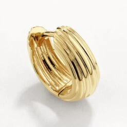 Ribbed Dome Huggie Earrings In Gold -Fashion Accessories Store ribbed dome huggie earrings in gold medley jewellery earrings 42638577631462