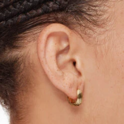 Ribbed Dome Huggie Earrings In Gold -Fashion Accessories Store ribbed dome huggie earrings in gold medley jewellery earrings 42638577893606