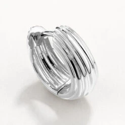 Ribbed Dome Huggie Earrings In Silver -Fashion Accessories Store ribbed dome huggie earrings in silver medley jewellery earrings 42638478934246