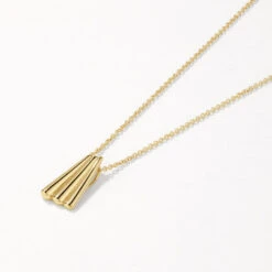 Ribbed Fan Pendant Necklace In Gold -Fashion Accessories Store ribbed fan pendant necklace in gold medley jewellery necklace 41223690420454