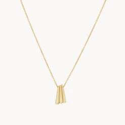 Ribbed Fan Pendant Necklace In Gold -Fashion Accessories Store ribbed fan pendant necklace in gold medley jewellery necklace 41223690551526
