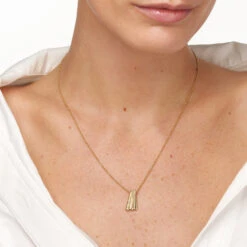 Ribbed Fan Pendant Necklace In Gold -Fashion Accessories Store ribbed fan pendant necklace in gold medley jewellery necklace 41223690944742