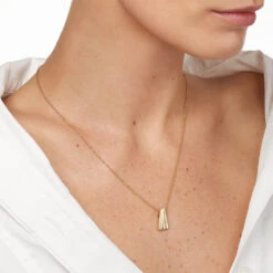 Ribbed Fan Pendant Necklace In Gold -Fashion Accessories Store ribbed fan pendant necklace in gold medley jewellery necklace 41223691010278