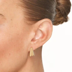 Ribbed Fan Stud Earrings In Gold -Fashion Accessories Store ribbed fan stud earrings in gold medley jewellery earrings 41227233788134