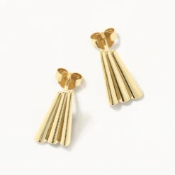 Ribbed Fan Stud Earrings In Gold -Fashion Accessories Store ribbed fan stud earrings in gold medley jewellery earrings 41227233886438