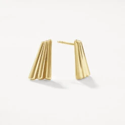 Ribbed Fan Stud Earrings In Gold -Fashion Accessories Store ribbed fan stud earrings in gold medley jewellery earrings 41227233919206