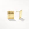 Ribbed Square Stud Earrings In Gold