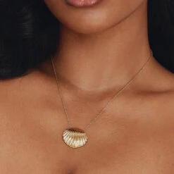Shell Pendant Necklace In Gold -Fashion Accessories Store shell pendant necklace in gold medley jewellery pendant 42688279085286