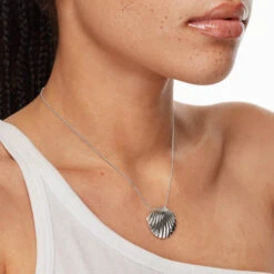 Shell Pendant Necklace In Silver -Fashion Accessories Store shell pendant necklace in silver medley jewellery pendant 42638540931302