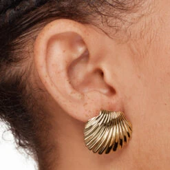 Shell Stud Earrings In Gold -Fashion Accessories Store shell stud earrings in gold medley jewellery earrings 42638373159142