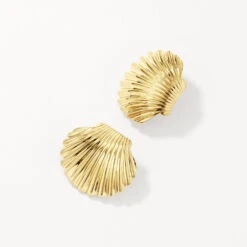 Shell Stud Earrings In Gold -Fashion Accessories Store shell stud earrings in gold medley jewellery earrings 42638373748966