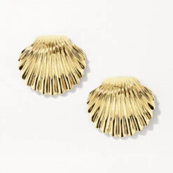 Shell Stud Earrings In Gold -Fashion Accessories Store shell stud earrings in gold medley jewellery earrings 42638373781734