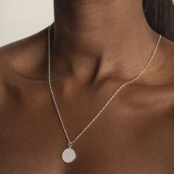 Full Moon Pendant In Silver -Fashion Accessories Store silver engravable full moon circle pendant medley jewellery pendant 18328825954463