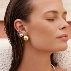 Slim Curve Single Ear Cuff In Gold -Fashion Accessories Store slim curve single ear cuff in gold medley jewellery earrings 38262691234022