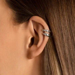 Slim Curve Single Ear Cuff In Silver -Fashion Accessories Store slim curve single ear cuff in silver medley jewellery earrings 38207795429606