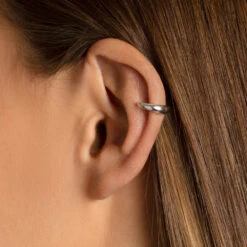 Slim Curve Single Ear Cuff In Silver -Fashion Accessories Store slim curve single ear cuff in silver medley jewellery earrings 38207795593446