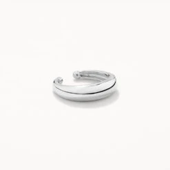 Slim Curve Single Ear Cuff In Silver