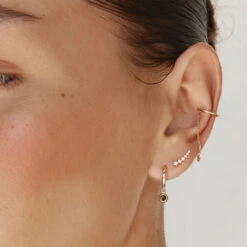 Smokey Quartz Round Drop Charm Huggies In 10k Gold -Fashion Accessories Store smokey quartz round drop charm huggies in 10k gold medley jewellery earrings 41241315279078