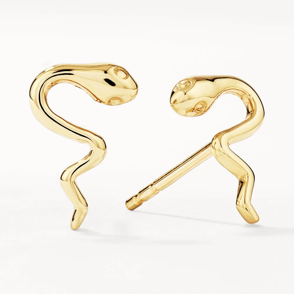 Snake Stud Earrings In 10k Gold 1 Snake Stud Earrings In 10k Gold